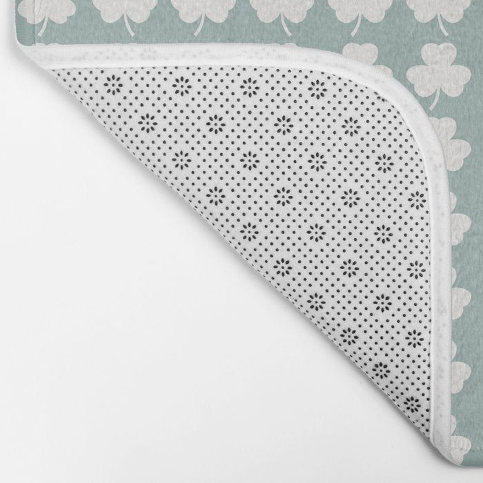 Clovers XXXI Sage Green Botanical Pattern Bath Mat Gallery Image 2