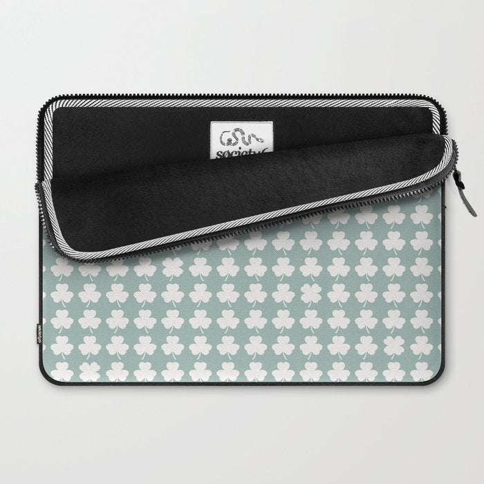 Clovers XXXI Sage Green Botanical Pattern Laptop Sleeve Gallery Image 2