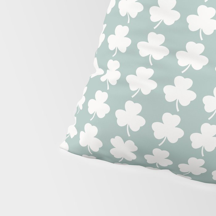 Clovers XXXI Sage Green Botanical Pattern Pillow Sham Gallery Image 4