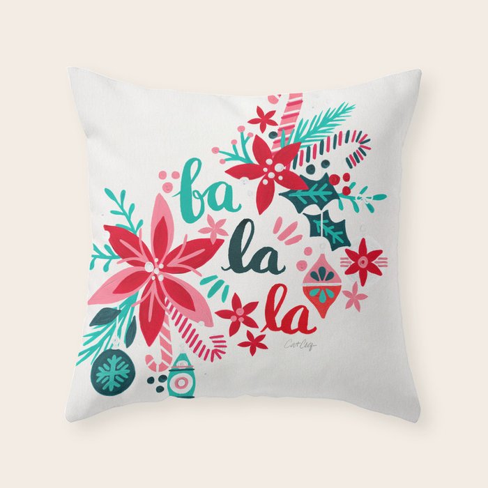 Fa La La Bouquet - White Throw Pillow Gallery Image 6