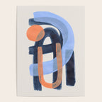 Midcentury Modern Minimalist Funky Cool Tribal Pattern Paynes Grey Pastel Blue Tan Shapes by Ejaaz Haniff Poster Gallery Image 4