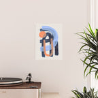 Midcentury Modern Minimalist Funky Cool Tribal Pattern Paynes Grey Pastel Blue Tan Shapes by Ejaaz Haniff Poster Gallery Image 2