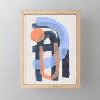 Midcentury Modern Minimalist Funky Cool Tribal Pattern Paynes Grey Pastel Blue Tan Shapes by Ejaaz Haniff Mini Art Print Gallery Image 1