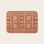 Geometric Tribal Pattern on Terracotta Bath Mat Gallery Image 1