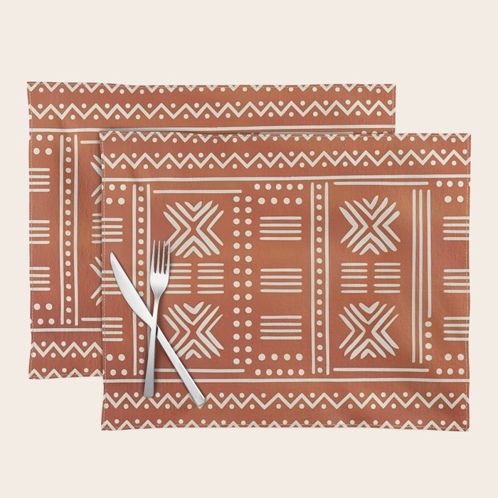 Geometric Tribal Pattern on Terracotta Placemat Gallery Image 1
