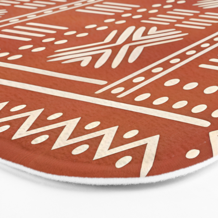 Geometric Tribal Pattern on Terracotta Bath Mat Gallery Image 3