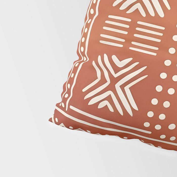 Geometric Tribal Pattern on Terracotta Pillow Sham Gallery Image 4