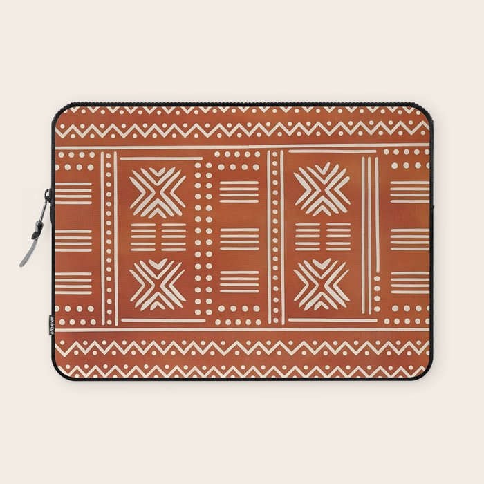 Geometric Tribal Pattern on Terracotta Laptop Sleeve Gallery Image 1