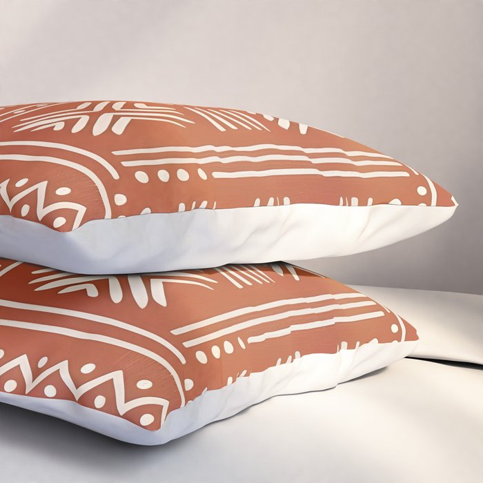 Geometric Tribal Pattern on Terracotta Pillow Sham Gallery Image 3