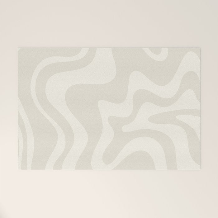 Liquid Swirl Contemporary Abstract Pattern in Barely-There Pale Beige and Light Cream  Welcome Mat Gallery Image 1