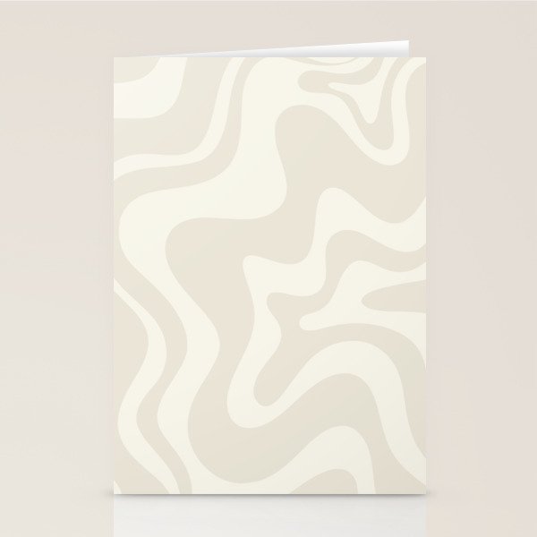 Liquid Swirl Contemporary Abstract Pattern in Barely-There Pale Beige and Light Cream  Stationery Card Gallery Image 2