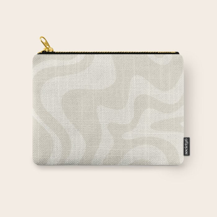 Liquid Swirl Contemporary Abstract Pattern in Barely-There Pale Beige and Light Cream  Carry All Pouch Gallery Image 1