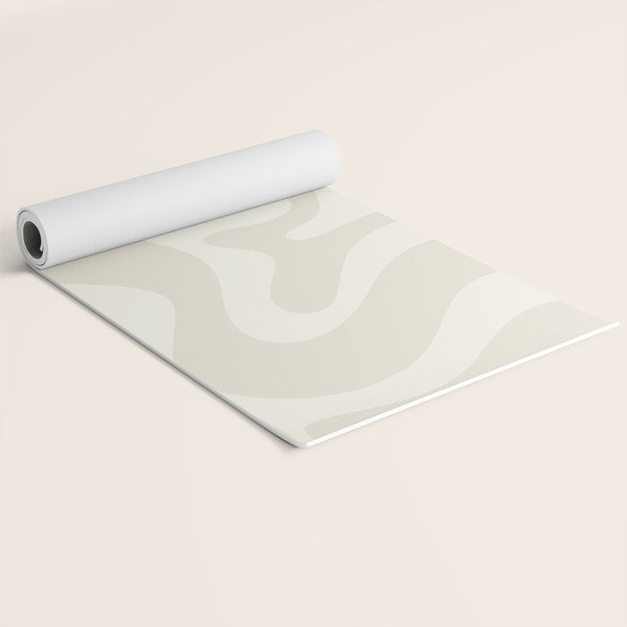 Liquid Swirl Contemporary Abstract Pattern in Barely-There Pale Beige and Light Cream  Yoga Mat Gallery Image 2