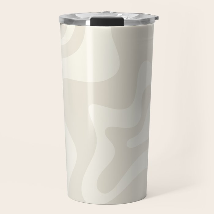 Liquid Swirl Contemporary Abstract Pattern in Barely-There Pale Beige and Light Cream  Travel Mug Gallery Image 1