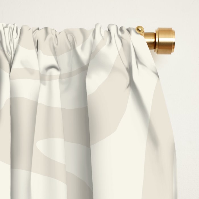 Liquid Swirl Contemporary Abstract Pattern in Barely-There Pale Beige and Light Cream  Window Curtain Gallery Image 2