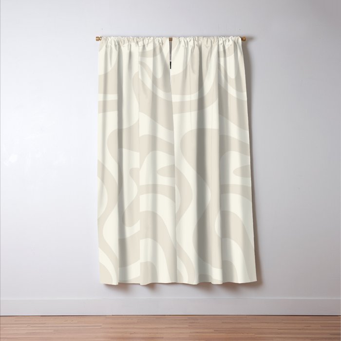 Liquid Swirl Contemporary Abstract Pattern in Barely-There Pale Beige and Light Cream  Window Curtain Gallery Image 3