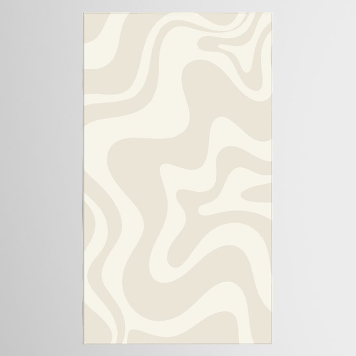 Liquid Swirl Contemporary Abstract Pattern in Barely-There Pale Beige and Light Cream  Tablecloth Gallery Image 2