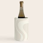 Liquid Swirl Contemporary Abstract Pattern in Barely-There Pale Beige and Light Cream  Wine Chiller Gallery Image 2
