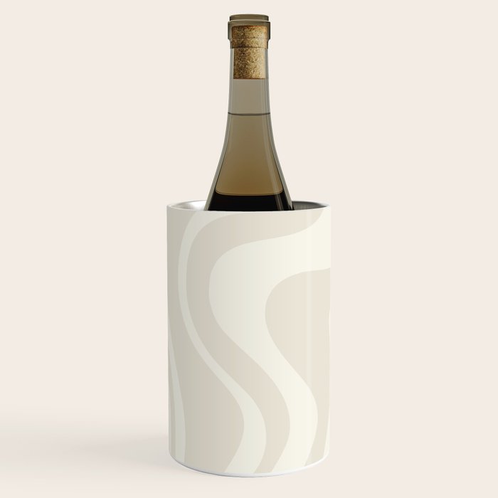 Liquid Swirl Contemporary Abstract Pattern in Barely-There Pale Beige and Light Cream  Wine Chiller Gallery Image 2