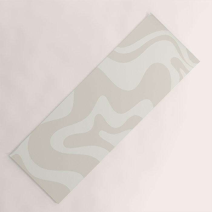 Liquid Swirl Contemporary Abstract Pattern in Barely-There Pale Beige and Light Cream  Yoga Mat Gallery Image 1