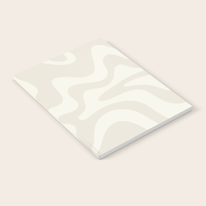 Liquid Swirl Contemporary Abstract Pattern in Barely-There Pale Beige and Light Cream  Notebook Gallery Image 2