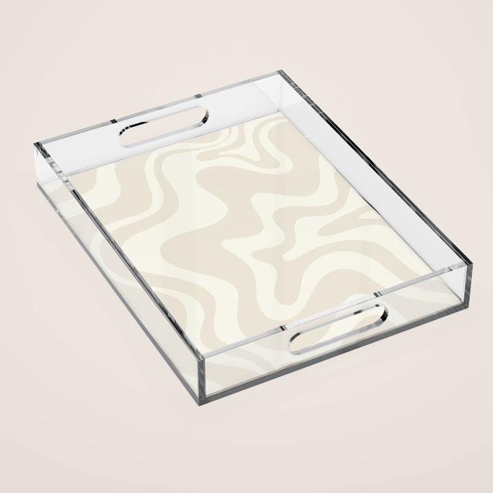 Liquid Swirl Contemporary Abstract Pattern in Barely-There Pale Beige and Light Cream  Acrylic Tray Gallery Image 1