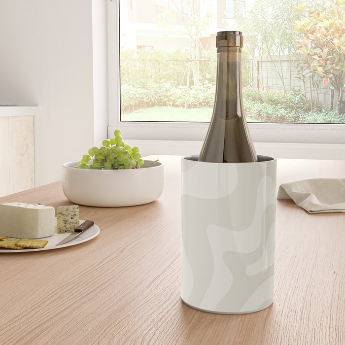 Liquid Swirl Contemporary Abstract Pattern in Barely-There Pale Beige and Light Cream  Wine Chiller Gallery Image 4