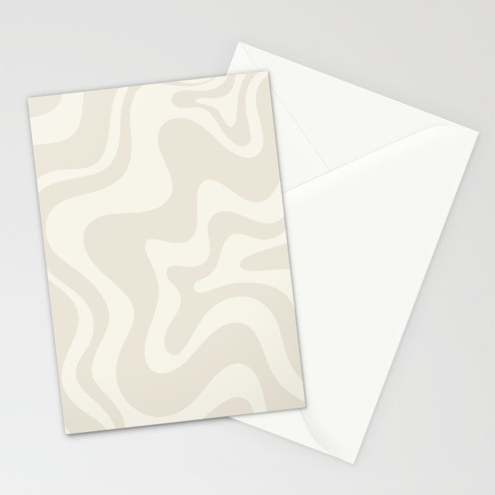 Liquid Swirl Contemporary Abstract Pattern in Barely-There Pale Beige and Light Cream  Stationery Card Gallery Image 2