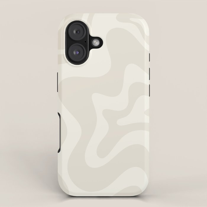 Liquid Swirl Contemporary Abstract Pattern in Barely-There Pale Beige and Light Cream  iPhone Case Gallery Image 1