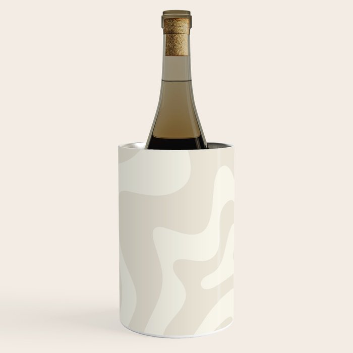 Liquid Swirl Contemporary Abstract Pattern in Barely-There Pale Beige and Light Cream  Wine Chiller Gallery Image 1