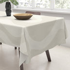 Liquid Swirl Contemporary Abstract Pattern in Barely-There Pale Beige and Light Cream  Tablecloth Gallery Image 3