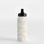 Liquid Swirl Contemporary Abstract Pattern in Barely-There Pale Beige and Light Cream  Water Bottle Gallery Image 2