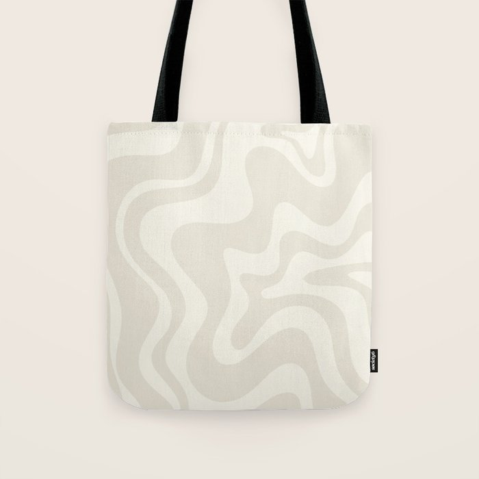 Liquid Swirl Contemporary Abstract Pattern in Barely-There Pale Beige and Light Cream  Tote Bag Gallery Image 1