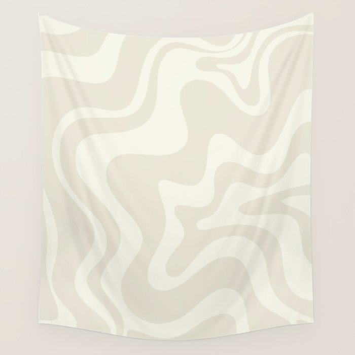Liquid Swirl Contemporary Abstract Pattern in Barely-There Pale Beige and Light Cream  Wall Tapestry Gallery Image 1