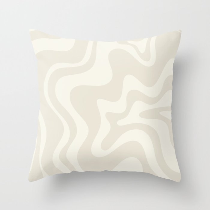 Liquid Swirl Contemporary Abstract Pattern in Barely-There Pale Beige and Light Cream  Throw Pillow Gallery Image 1