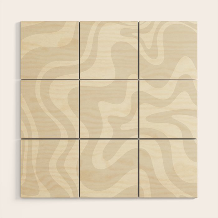 Liquid Swirl Contemporary Abstract Pattern in Barely-There Pale Beige and Light Cream  Wood Wall Art Gallery Image 1