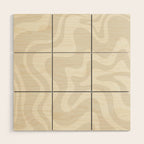 Liquid Swirl Contemporary Abstract Pattern in Barely-There Pale Beige and Light Cream  Wood Wall Art Gallery Image 1