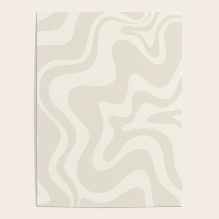 Liquid Swirl Contemporary Abstract Pattern in Barely-There Pale Beige and Light Cream  Poster Gallery Image 4