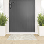 Liquid Swirl Contemporary Abstract Pattern in Barely-There Pale Beige and Light Cream  Welcome Mat Gallery Image 3