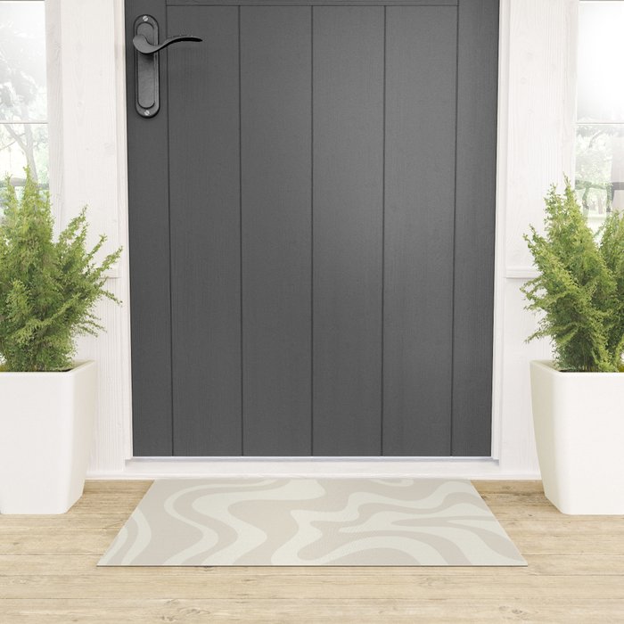 Liquid Swirl Contemporary Abstract Pattern in Barely-There Pale Beige and Light Cream  Welcome Mat Gallery Image 3