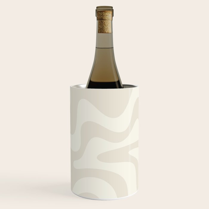 Liquid Swirl Contemporary Abstract Pattern in Barely-There Pale Beige and Light Cream  Wine Chiller Gallery Image 3