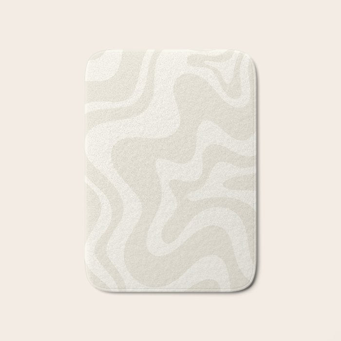 Liquid Swirl Contemporary Abstract Pattern in Barely-There Pale Beige and Light Cream  Bath Mat Gallery Image 1