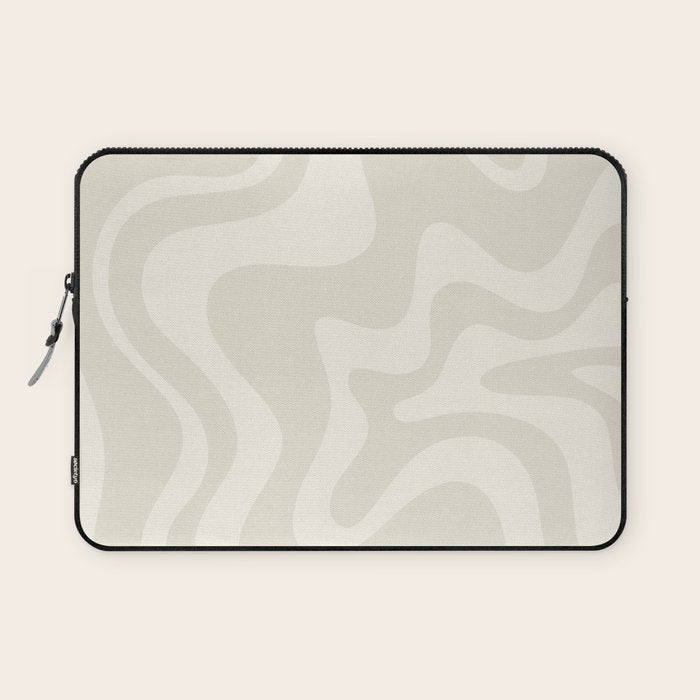 Liquid Swirl Contemporary Abstract Pattern in Barely-There Pale Beige and Light Cream  Laptop Sleeve Gallery Image 1