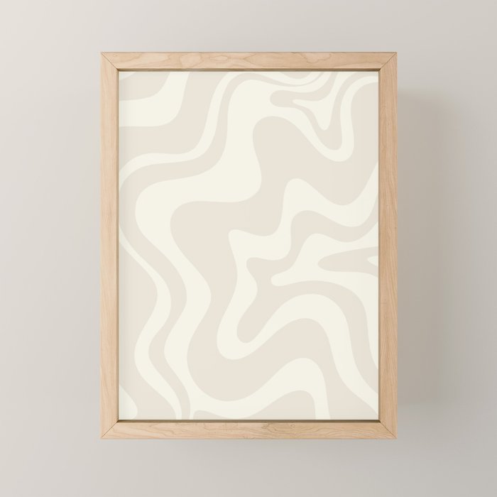 Liquid Swirl Contemporary Abstract Pattern in Barely-There Pale Beige and Light Cream  Mini Art Print Gallery Image 1