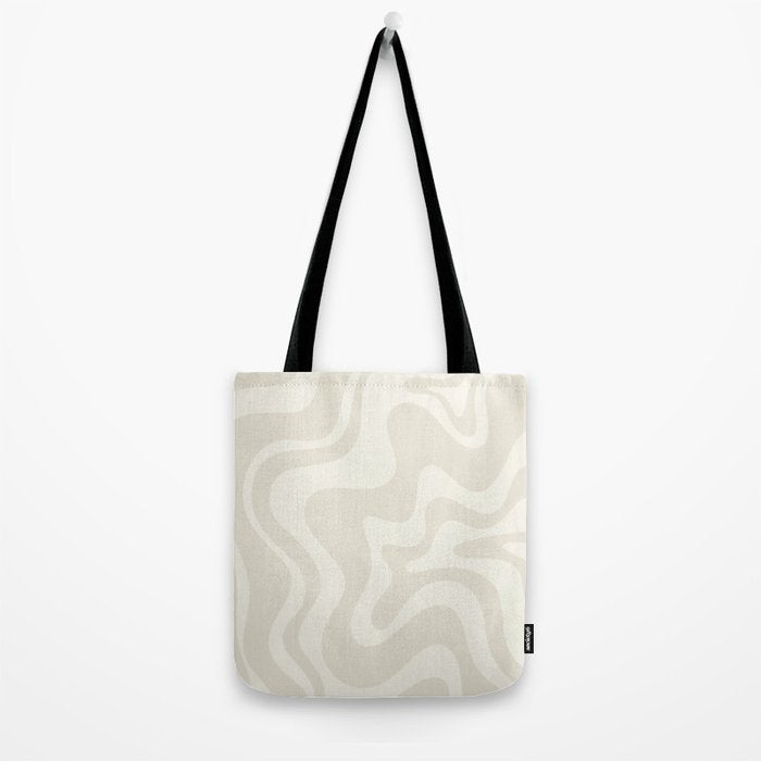 Liquid Swirl Contemporary Abstract Pattern in Barely-There Pale Beige and Light Cream  Tote Bag Gallery Image 2