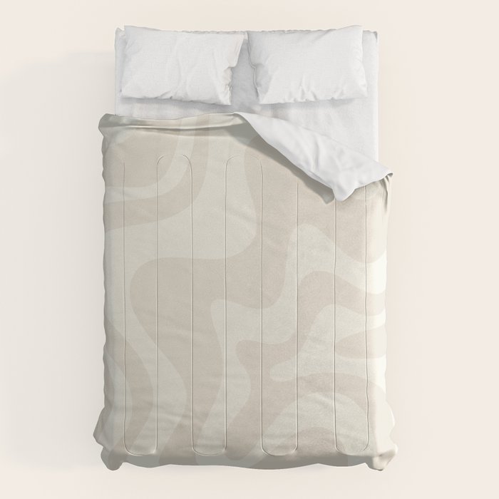 Liquid Swirl Contemporary Abstract Pattern in Barely-There Pale Beige and Light Cream  Comforter Gallery Image 6