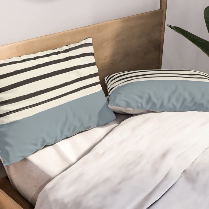 Dusty Blue x Stripes Pillow Sham Gallery Image 2