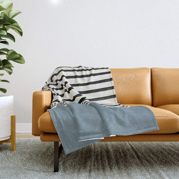 Dusty Blue x Stripes Throw Blanket Gallery Image 1