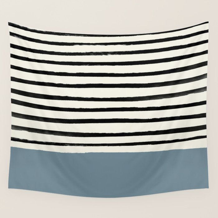 Dusty Blue x Stripes Wall Tapestry Gallery Image 1