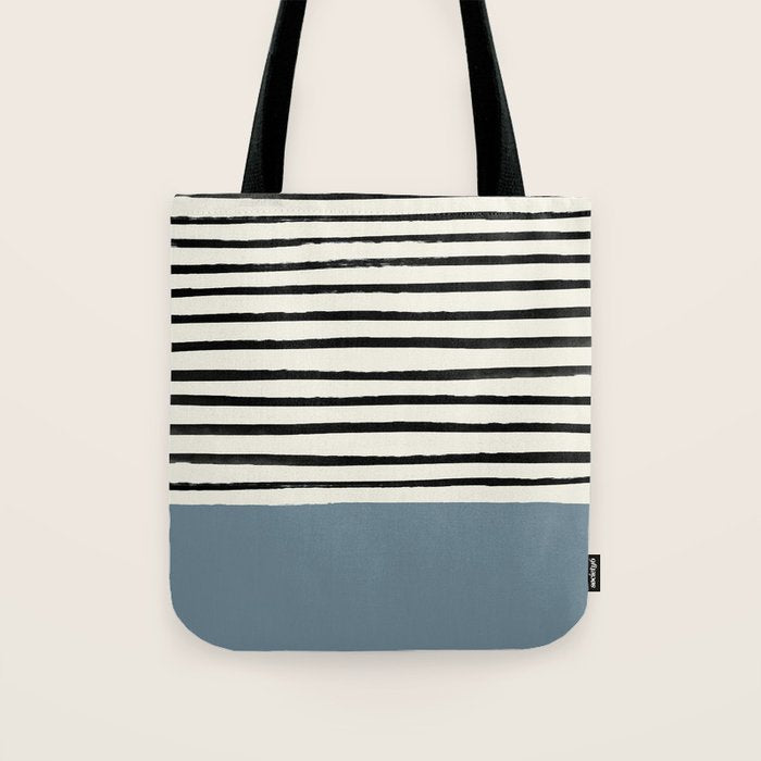 Dusty Blue x Stripes Tote Bag Gallery Image 1